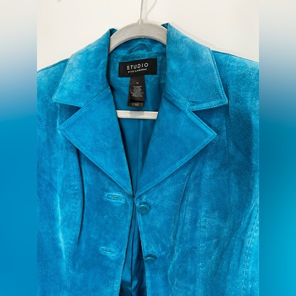 DO NOT BUY Liz Claiborne Women’s Blue Suede Jacket Size Medium - Picture 11 of 12